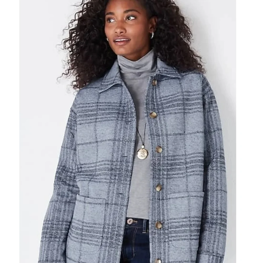 J.Jill Modern Plaid Shacket, XL Dustinghtr color NWT in packaging